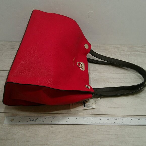 Francinel Paris Cherry Red & Brown Leather Satchel Purse | Pocketbook New w/tags - Picture 8 of 15